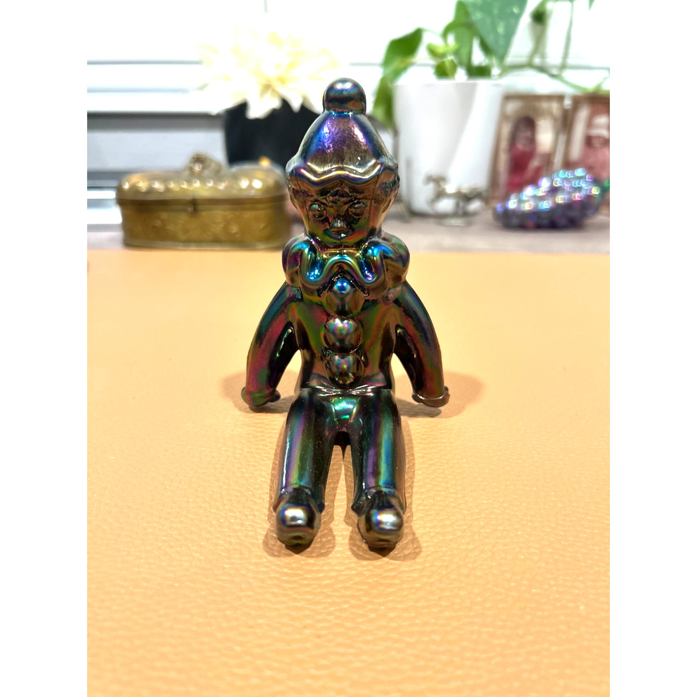 Vintage Fenton Carnival Glass Seated Clown Figurine